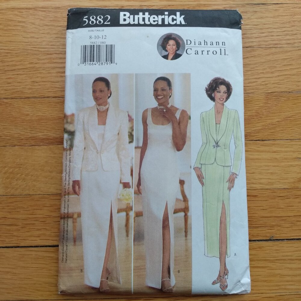 Formal Dress & Jacket Sewing Pattern Size 8-12 Diahann Carrol 5882 UNCUT